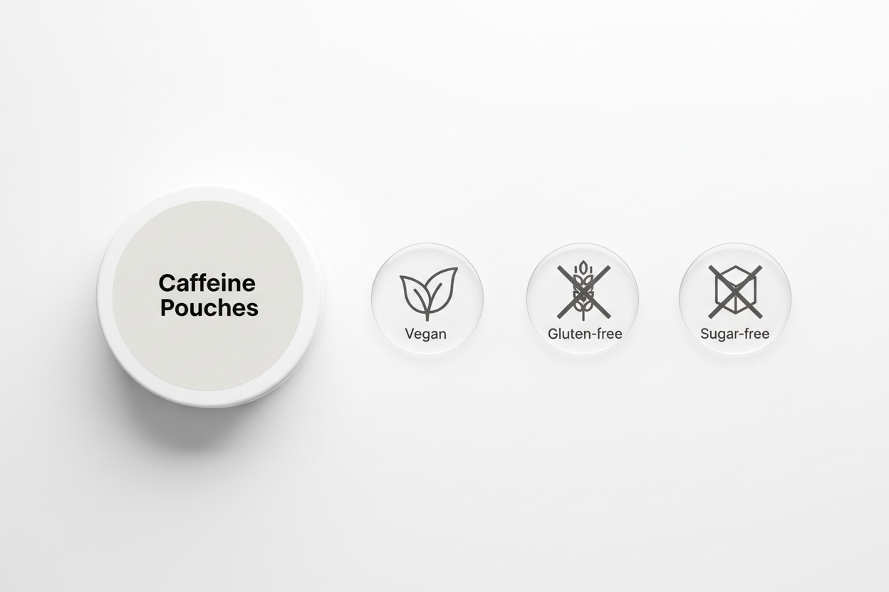 Sind Koffein Pouches vegan, glutenfrei und zuckerfrei?