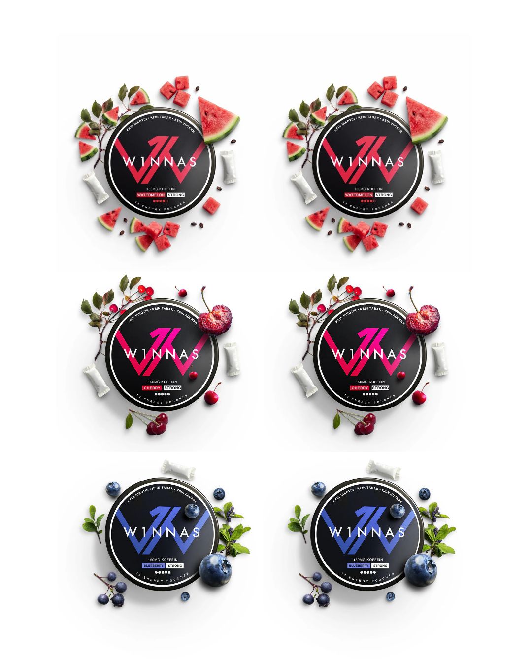 W1NNAS Energy Pouches 6er Bundle | 150 mg Koffein