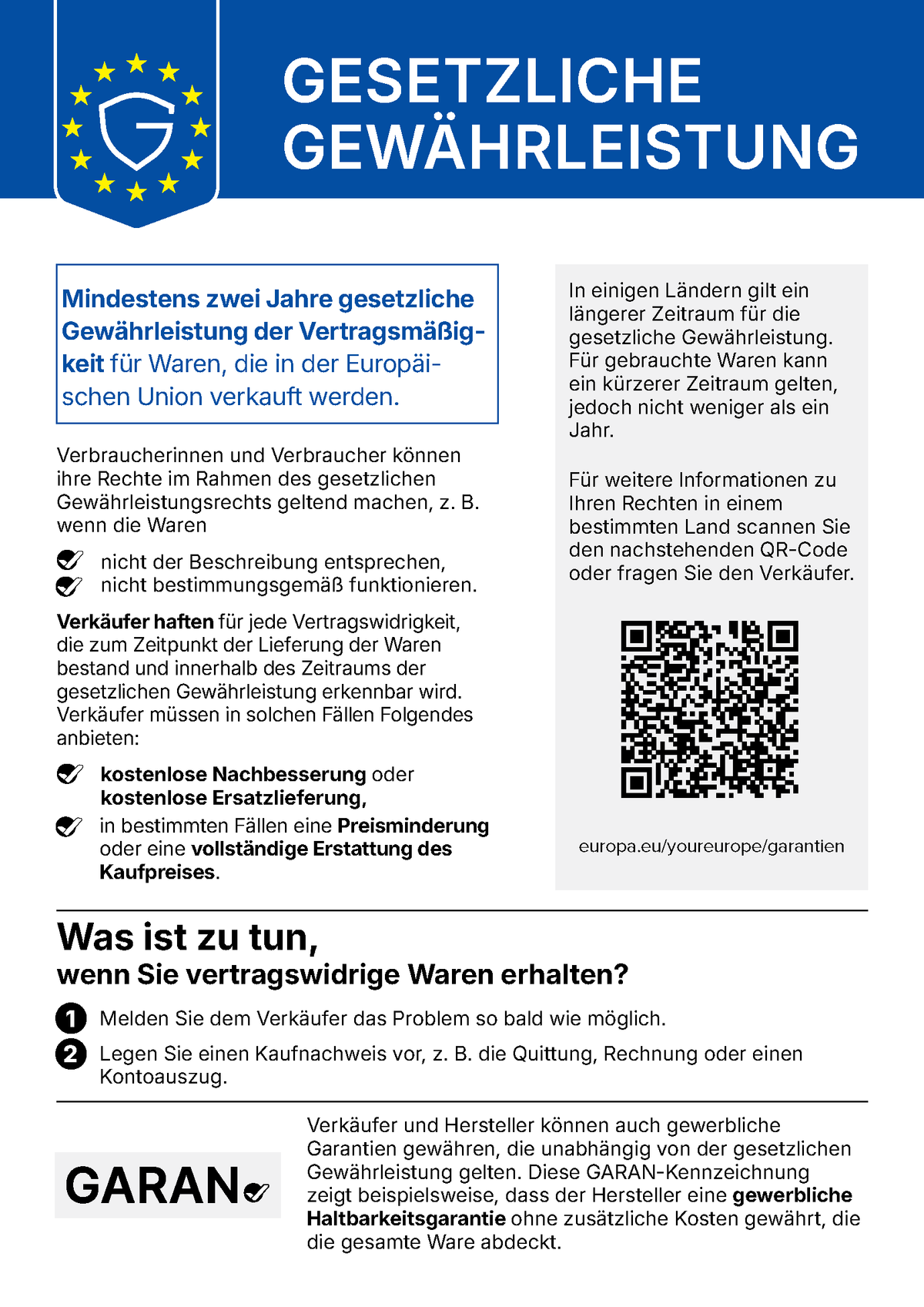 EU legal guarantee notice